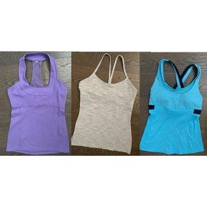 Lululemon lot of 3 Womens Racerback scoop neck run Athletic Tank Top Blue Size 6